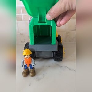 Construction Toy Truck with Worker Figure - Green and Gray